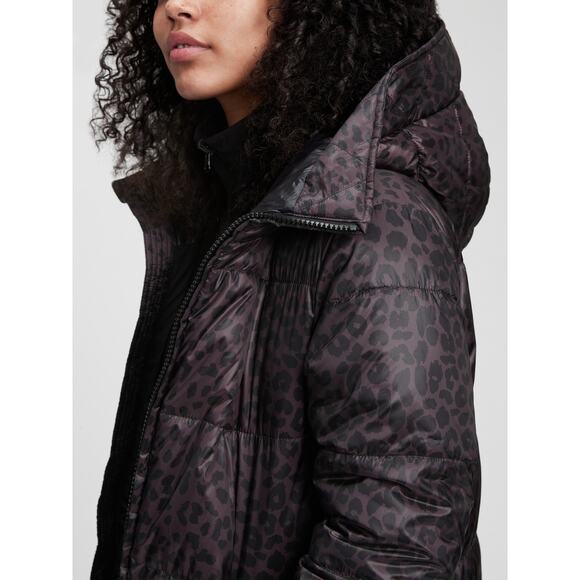 Animal Print Puffer Coat Long - Picture 3 of 11